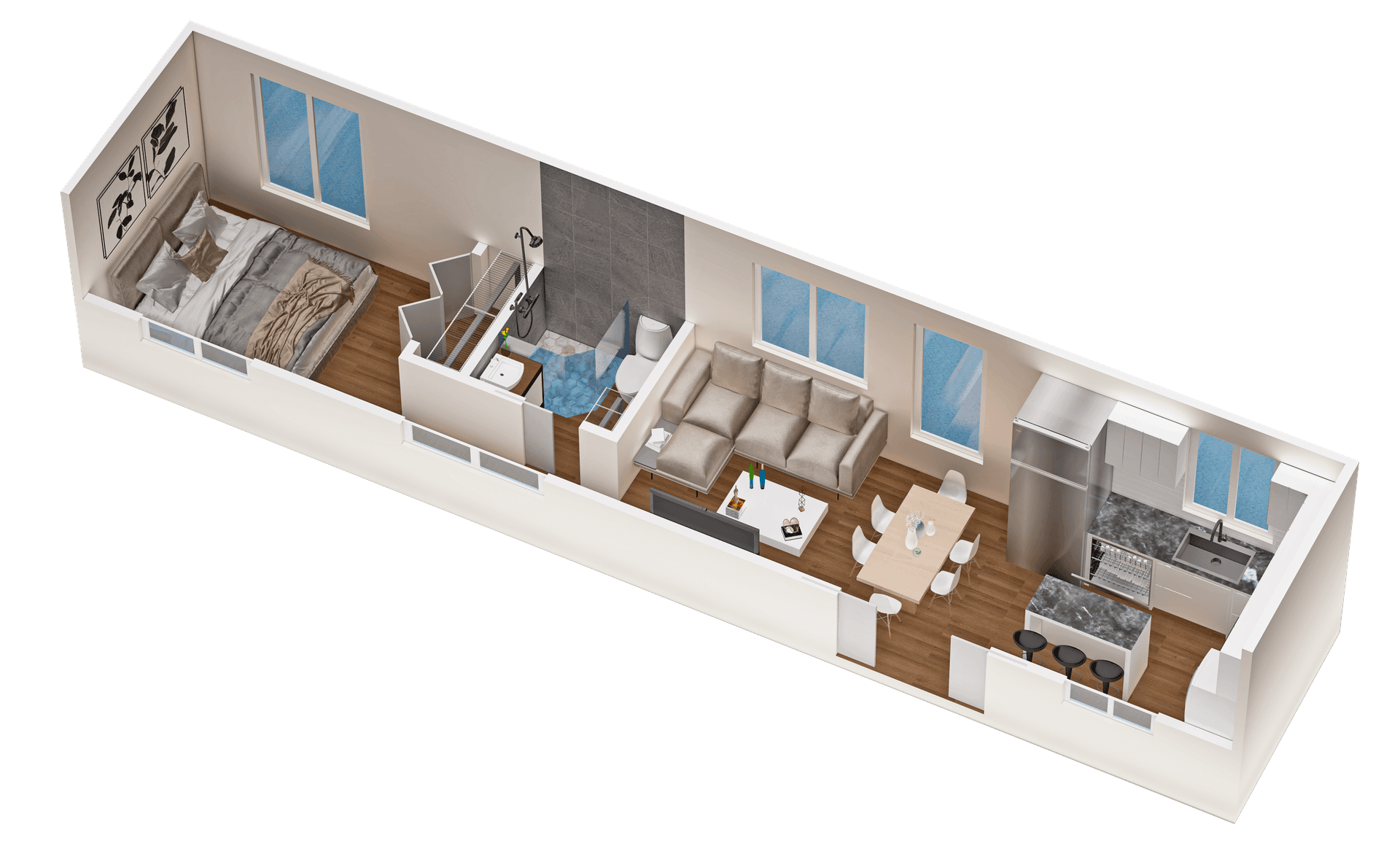 Cocoon Homes 400 Series Floor Plan 3D Rendering